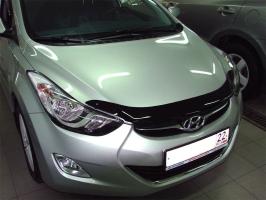 Дефлектор капота (мухобойка) Hyundai Elantra 2011- (Хюндай Элантра) SIM