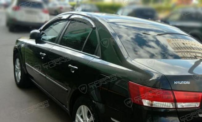 Дефлекторы окон (ветровики) Hyundai Sonata NF Sd 2004 (Хюндай Соната) Кобра Тюнинг